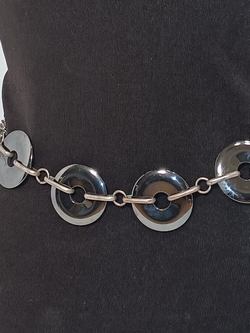 Ferrara Whiting & Davis Hematite Ring Mesh Belt/Necklace